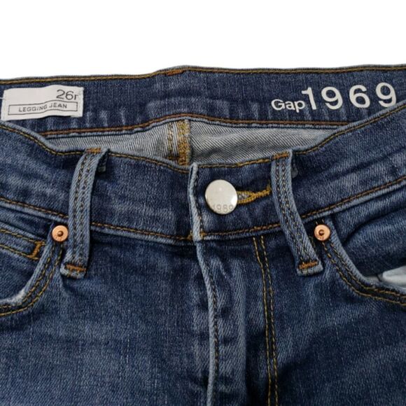 Gap Jeans Size 26r Women's Gap 1969 Legging Jean Stretch Blue Denim Skinny Jeans - Picture 5 of 6